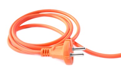 Photo of Extension cord on white background. Electrician's equipment