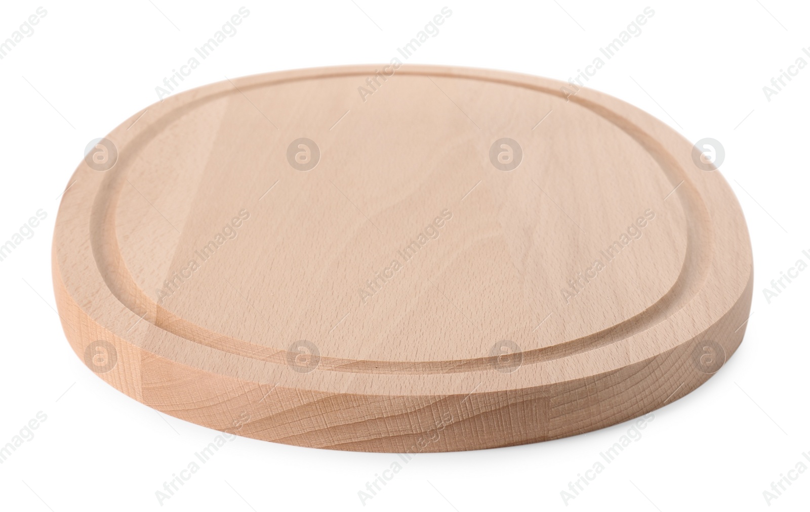 Photo of One wooden cutting board isolated on white