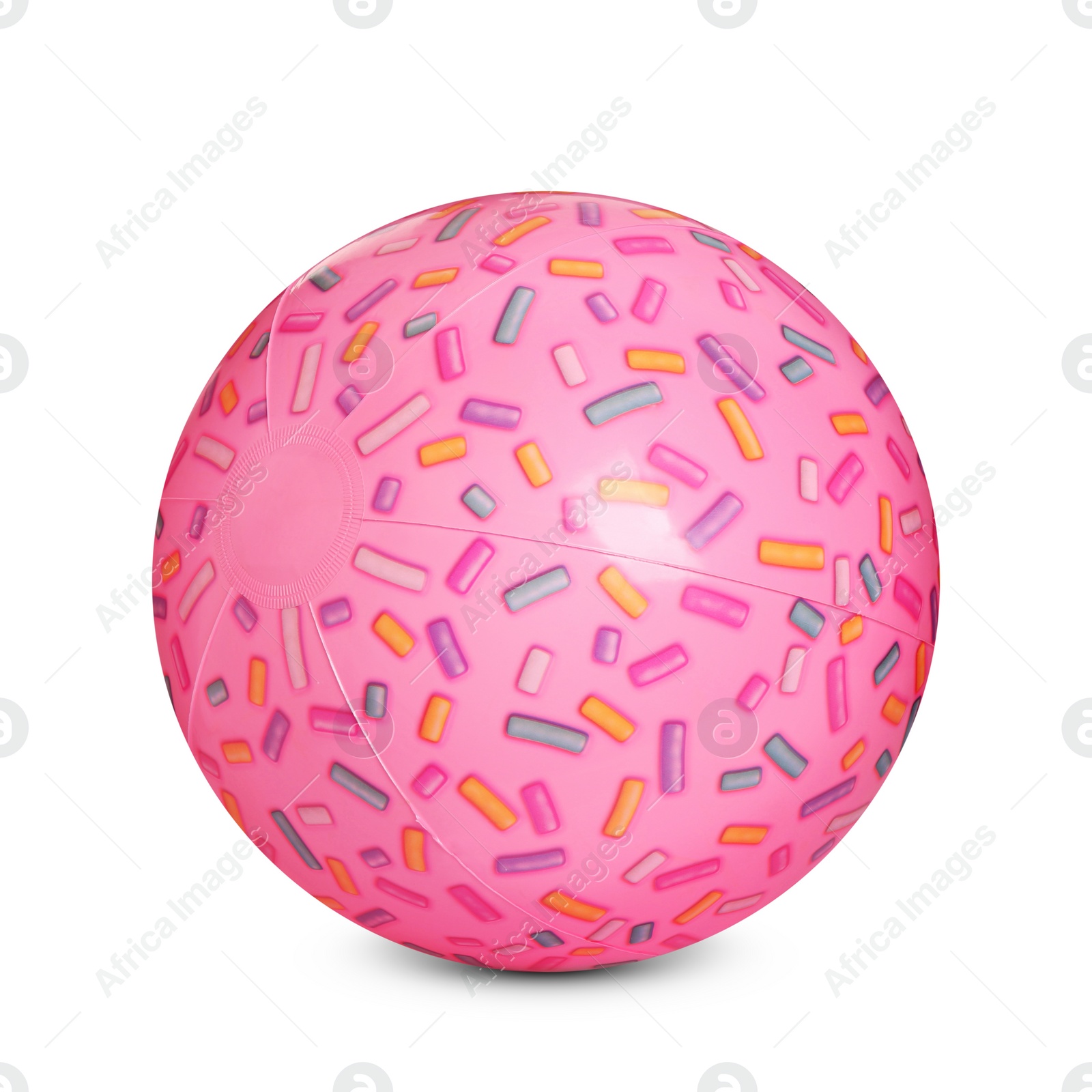 Image of Inflatable pink beach ball on white background 