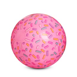 Image of Inflatable pink beach ball on white background 