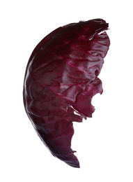 Photo of Leaf of red cabbage isolated on white