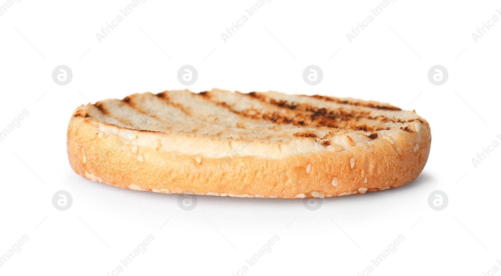 Photo of Half of grilled burger bun isolated on white