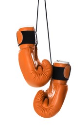 Pair of orange boxing gloves isolated on white