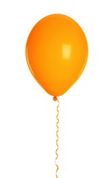 Image of Orange balloon with ribbon isolated on white