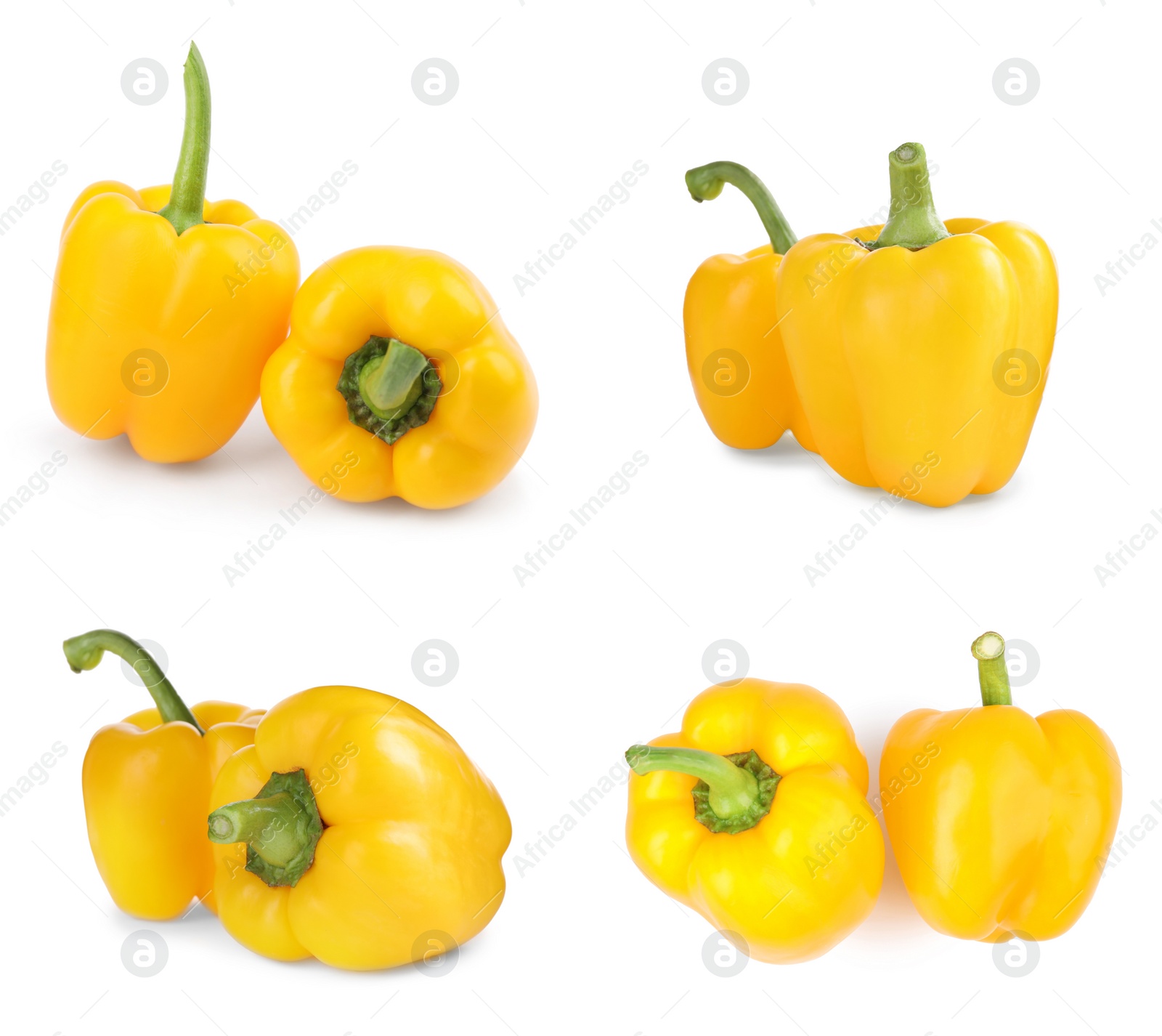 Image of Set of fresh whole yellow bell peppers isolated on white