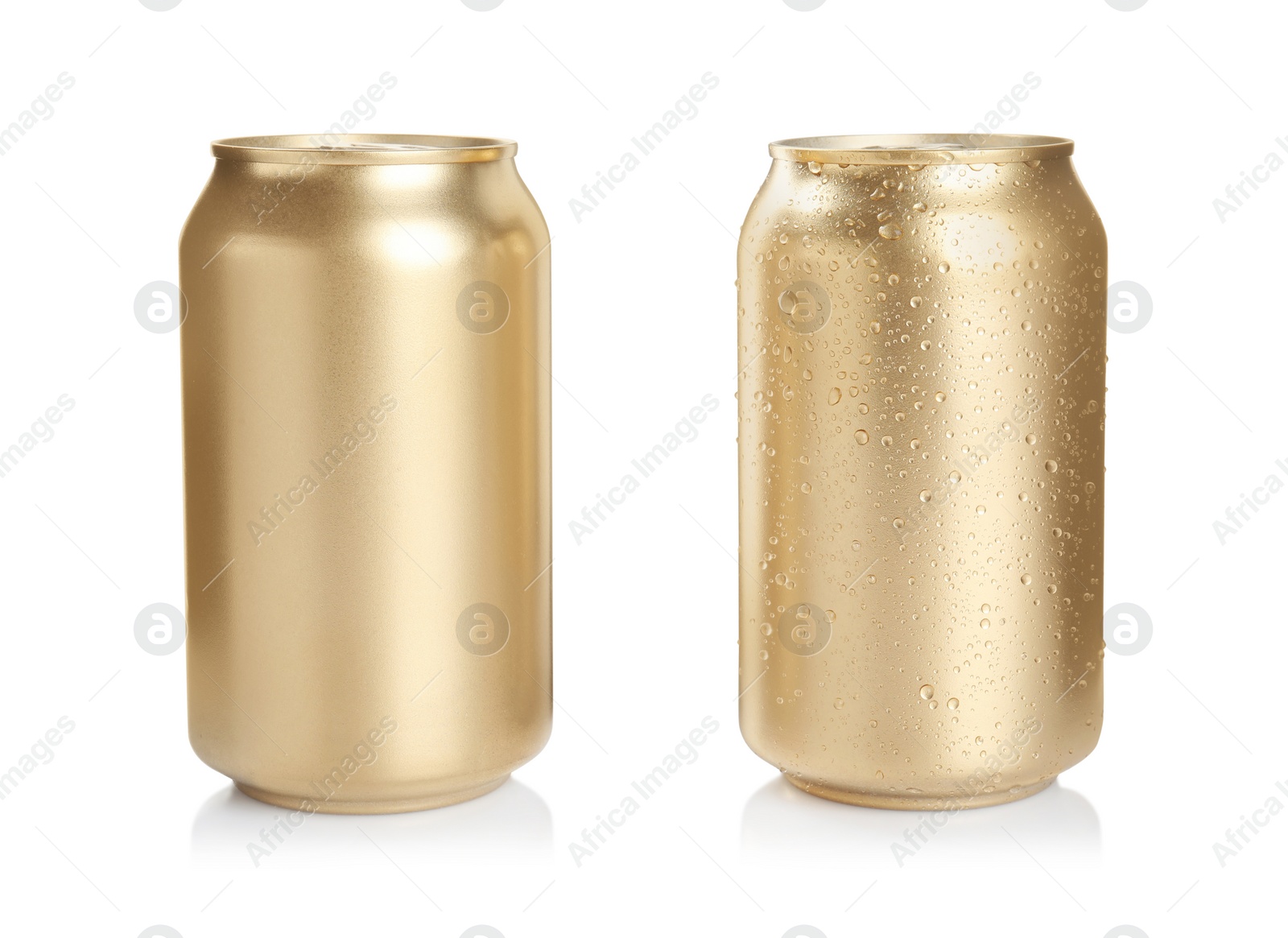 Photo of Aluminium cans of beverage on white background