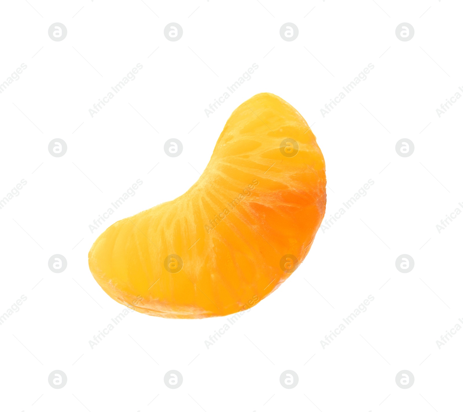 Photo of Piece of fresh juicy tangerine on white background