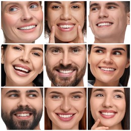 Image of People showing white teeth, collage of photos