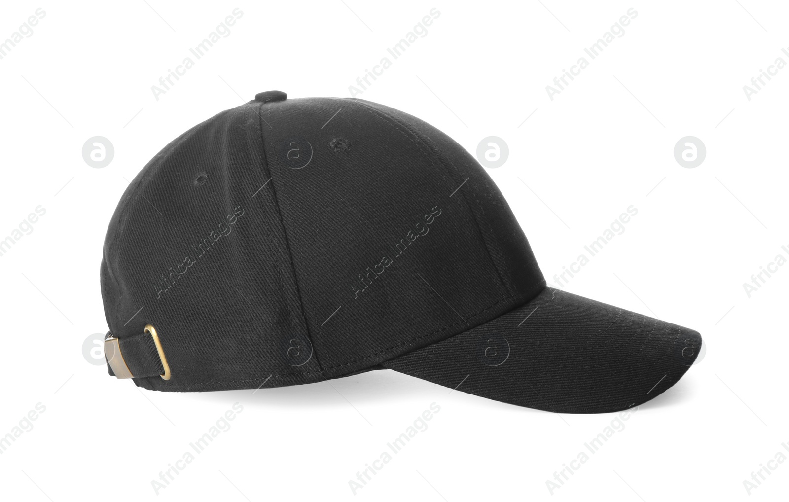 Photo of Stylish black baseball cap isolated on white