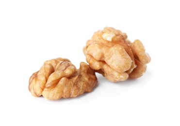 Tasty walnuts on white background. Organic snack