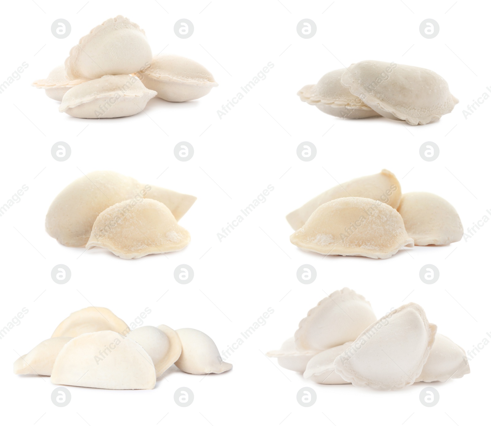 Image of Set of uncooked dumplings isolated on white