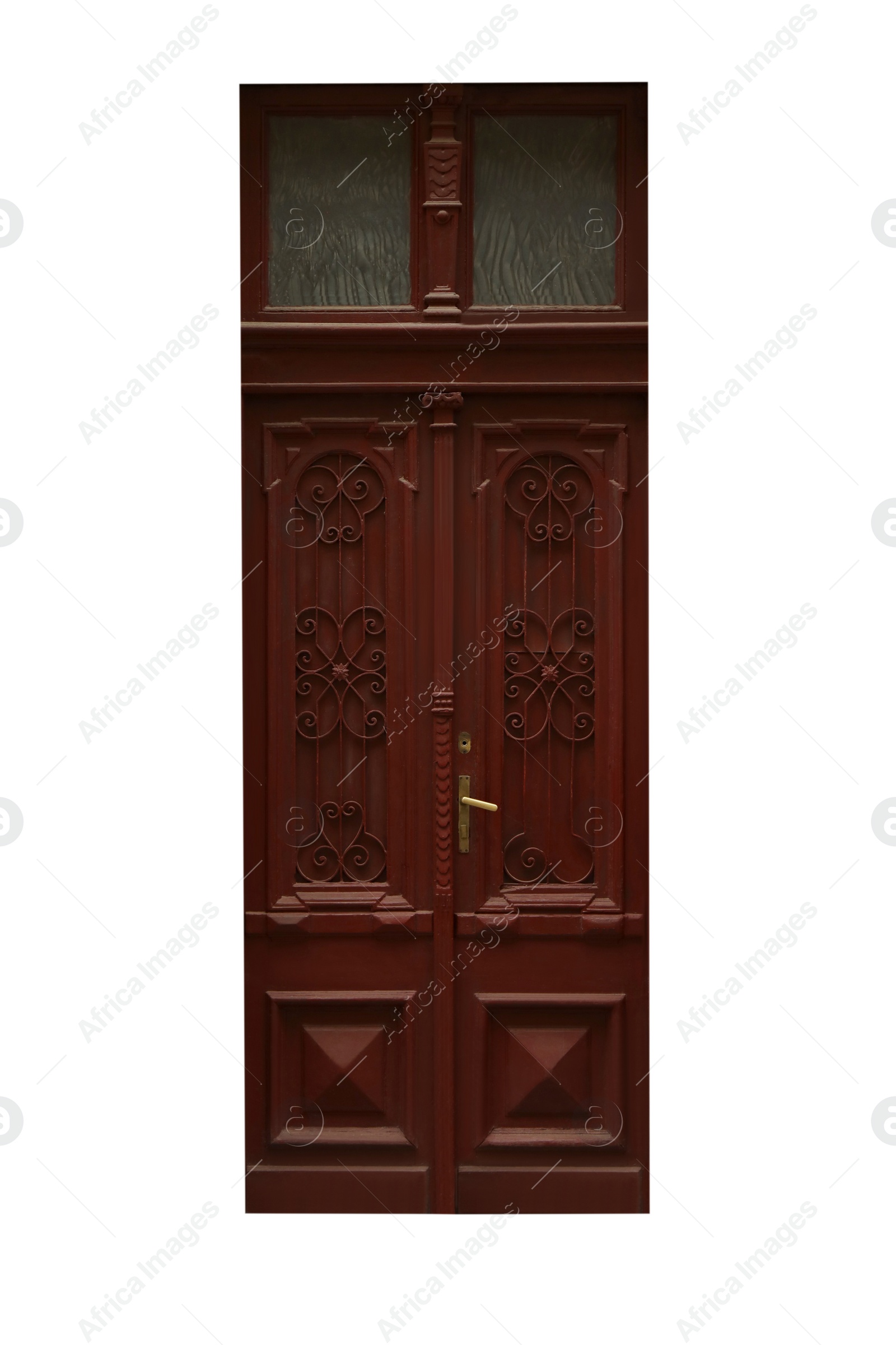 Image of Beautiful old-fashioned wooden door isolated on white