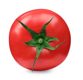 One red ripe tomato isolated on white