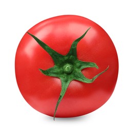 Photo of One red ripe tomato isolated on white