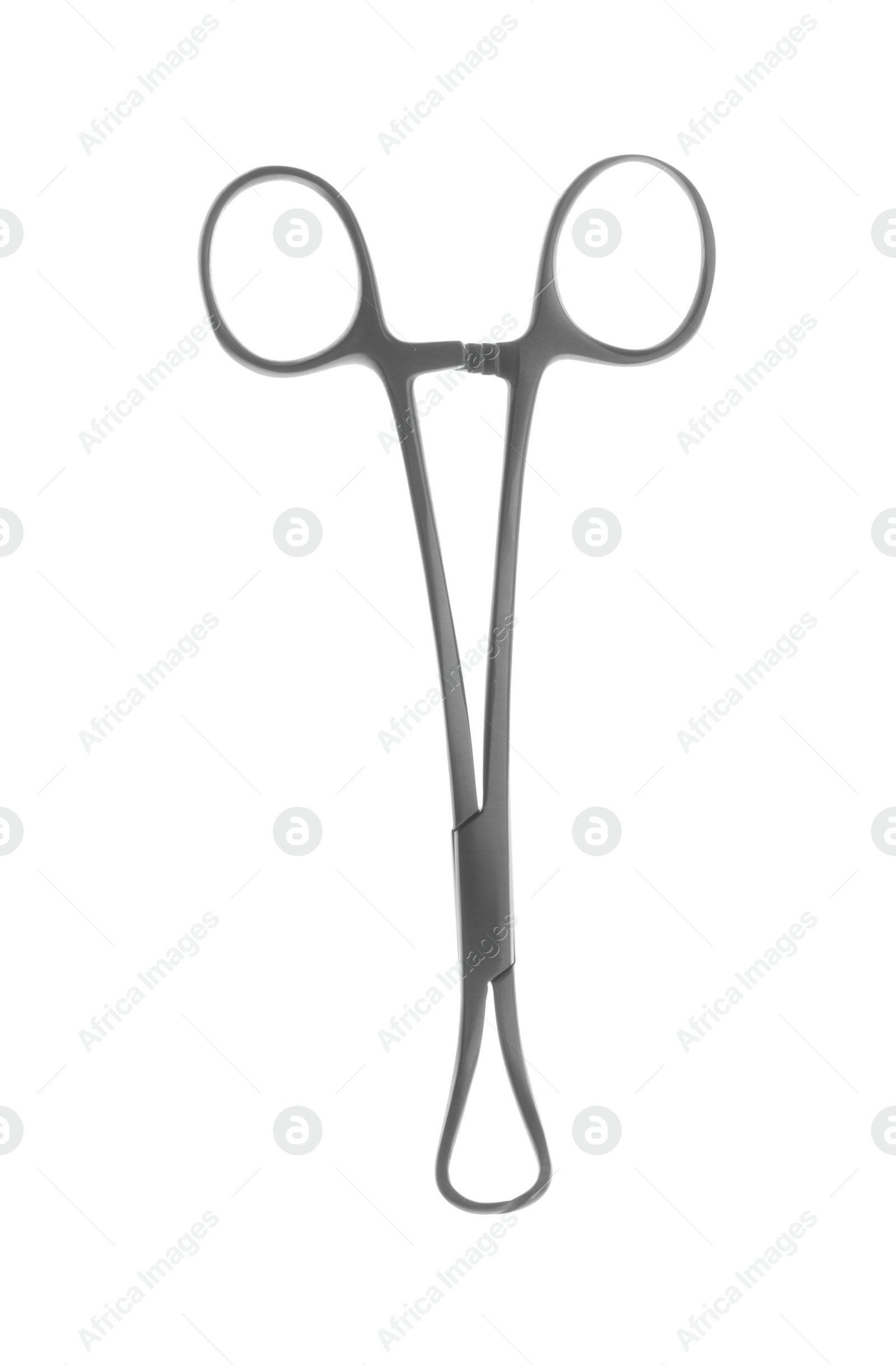 Photo of Surgical forceps on white background. Medical instrument