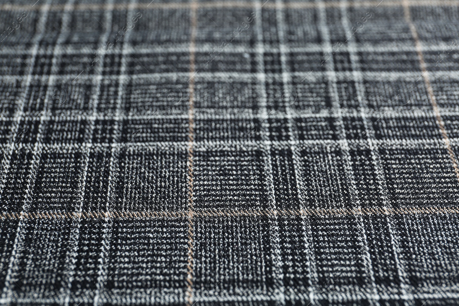 Photo of Texture of beautiful checkered fabric as background, closeup