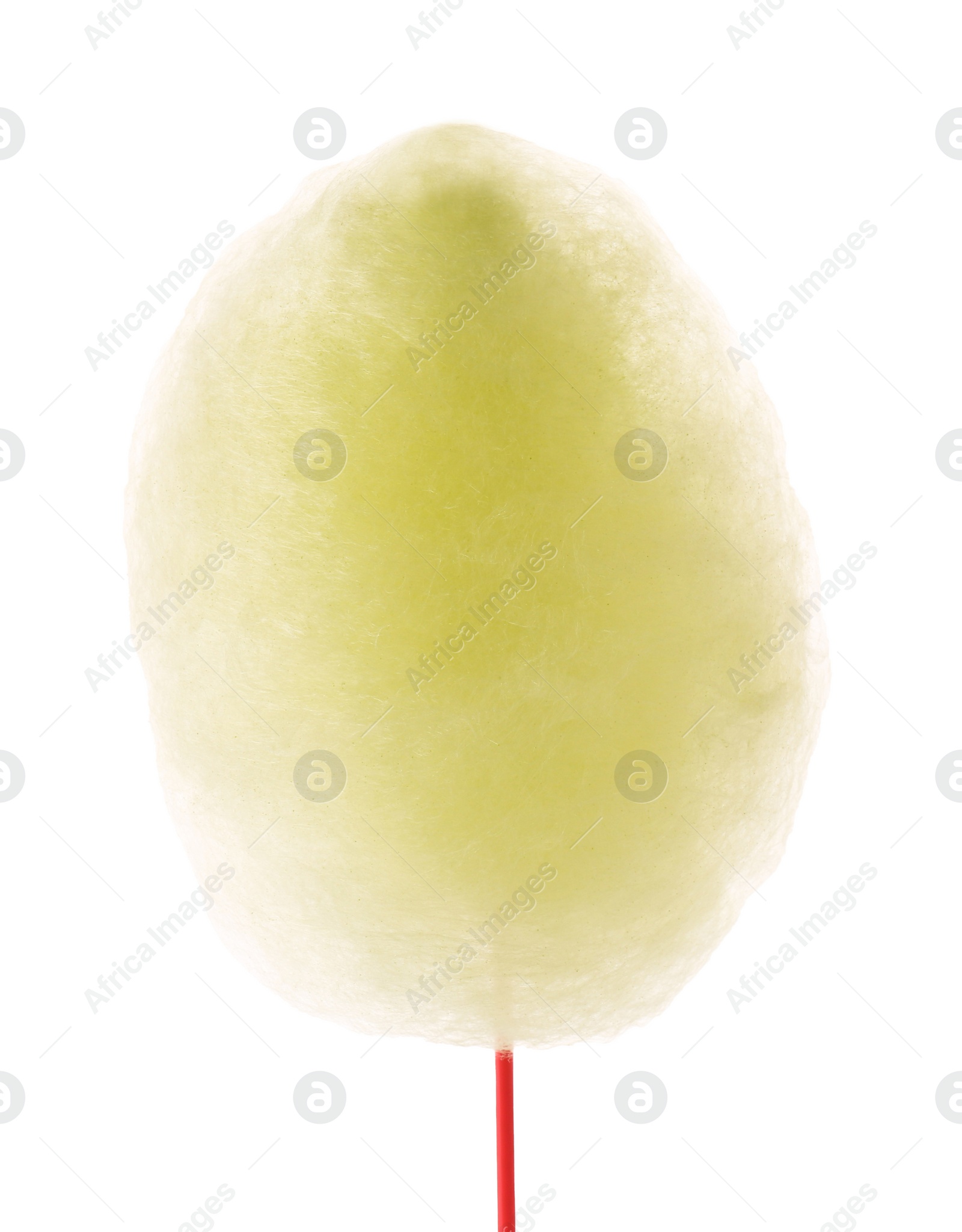 Photo of One sweet yellow cotton candy isolated on white