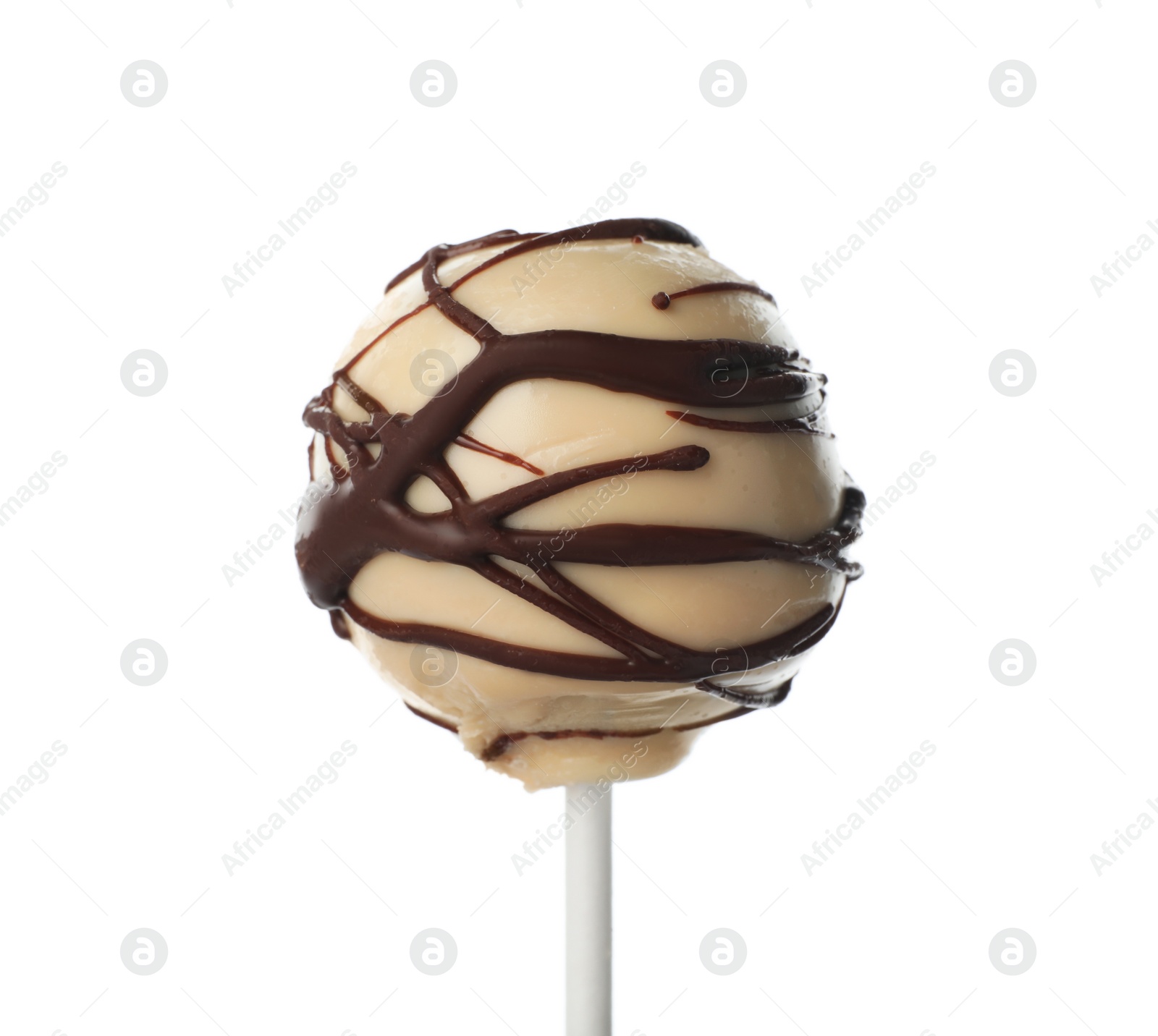 Photo of Tasty cake pop decorated with chocolate isolated on white