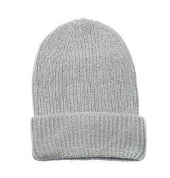 Warm hat isolated on white, top view