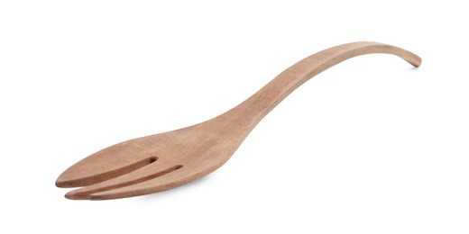 Wooden fork isolated on white. Cooking utensil