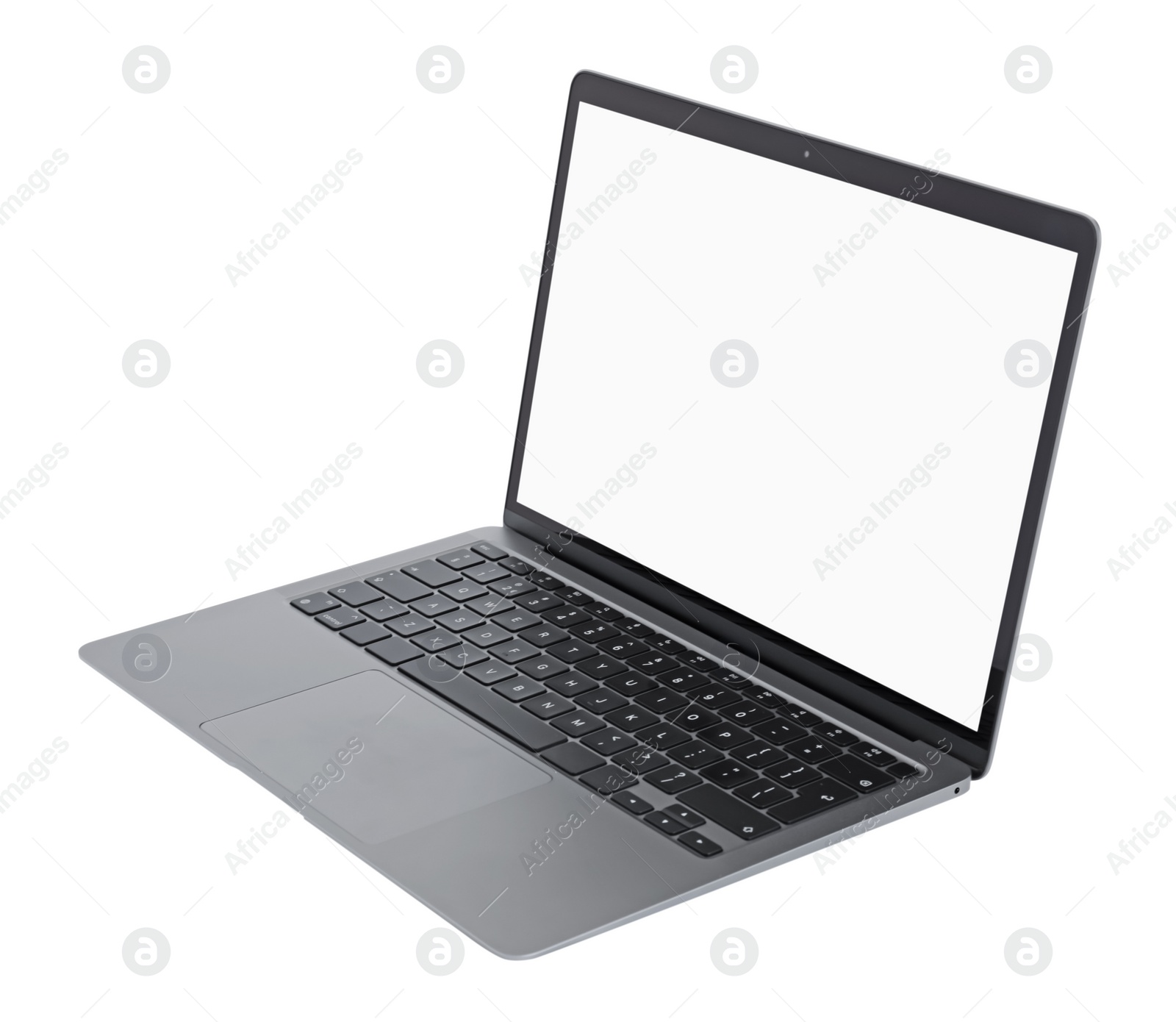 Photo of Laptop with blank screen isolated on white