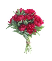Bouquet of beautiful red peonies isolated on white