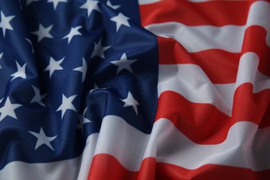 Photo of Flag of USA as background, closeup view