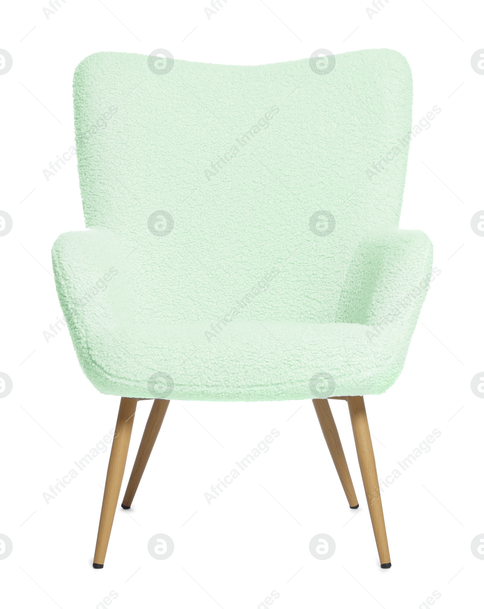 Image of One comfortable light green armchair isolated on white