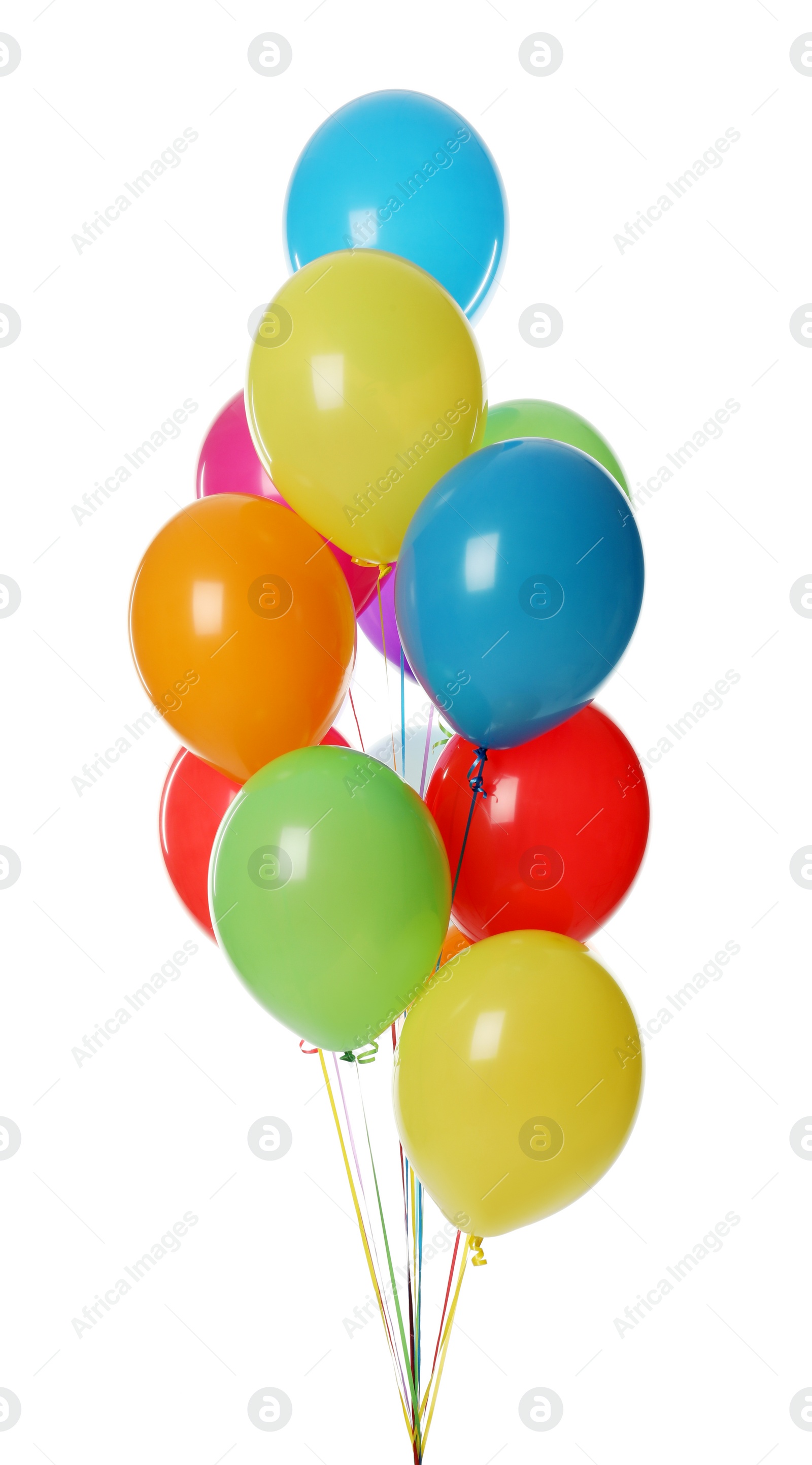 Photo of Bunch of colorful balloons on white background