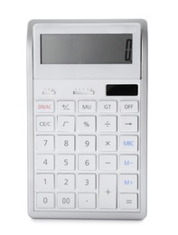 Modern calculator isolated on white. School stationery