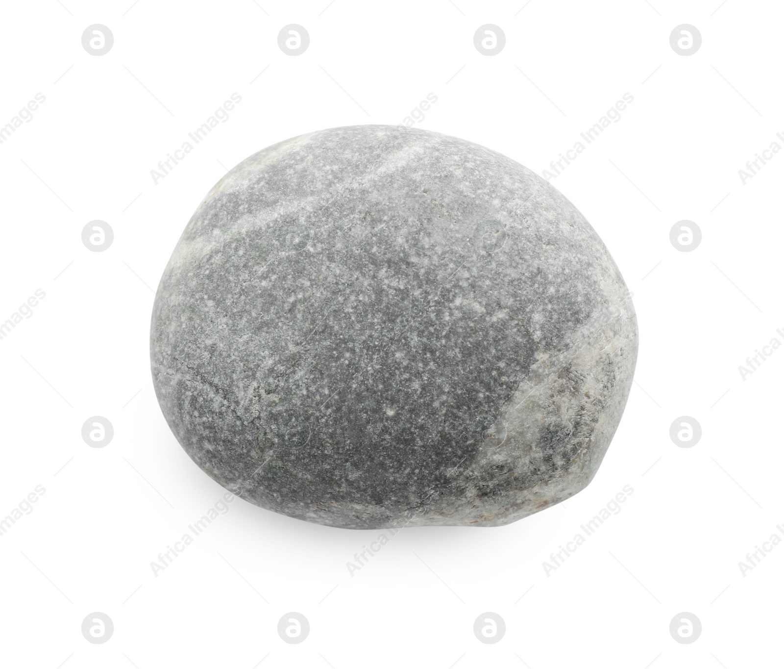 Photo of One grey stone isolated on white, top view