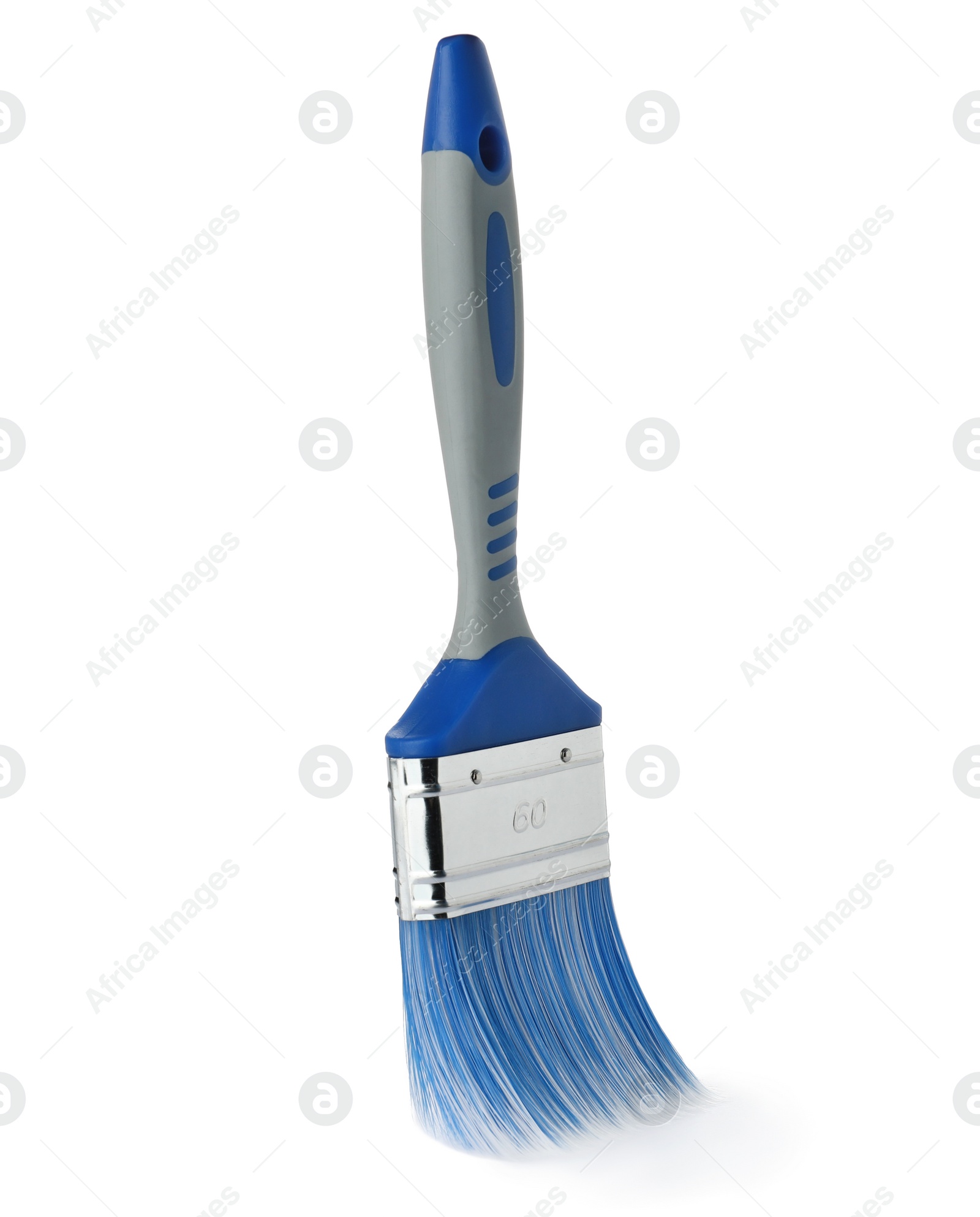 Photo of New paint brush on white background. Decorating tool