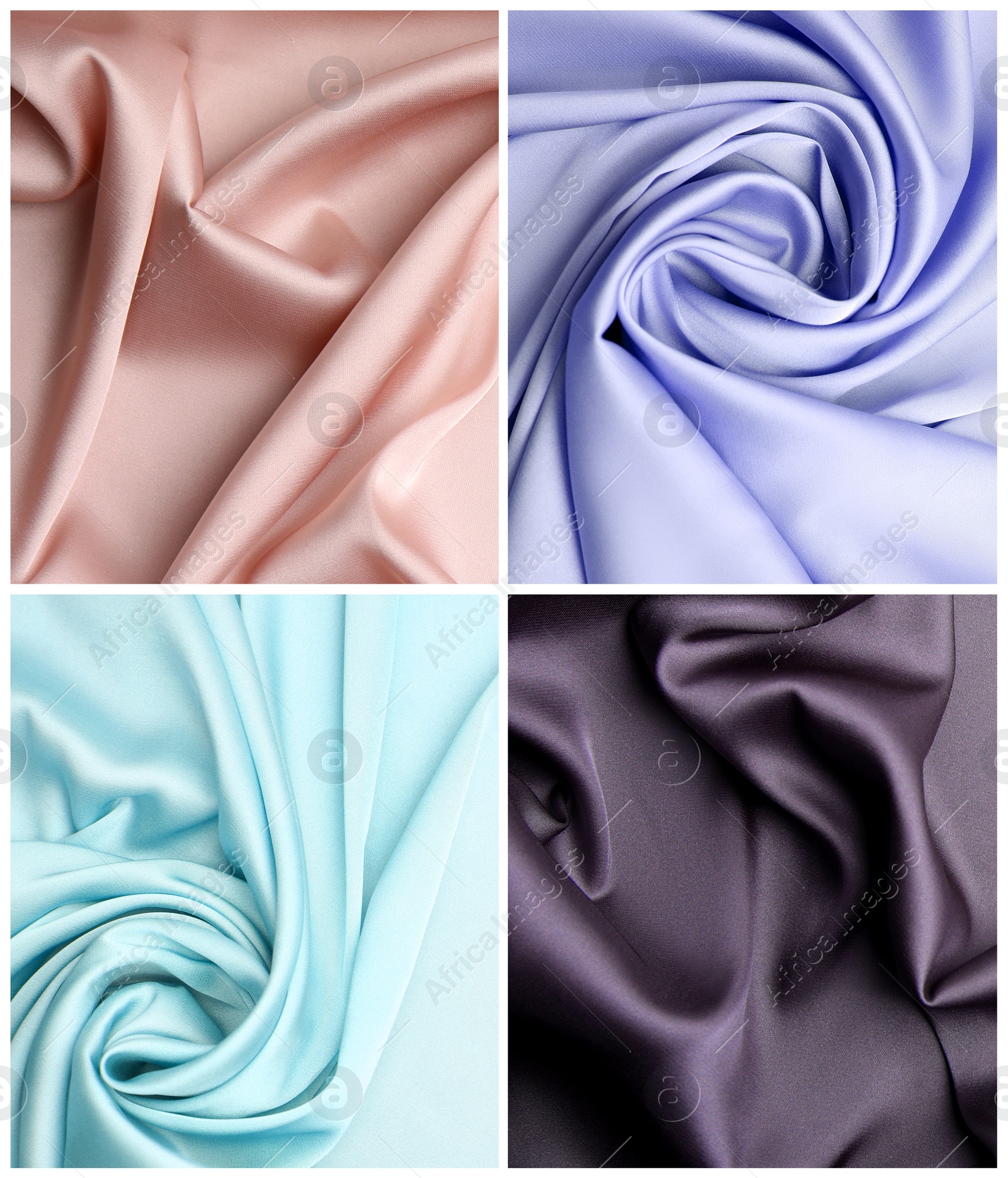 Image of Set with samples of different delicate silk fabrics