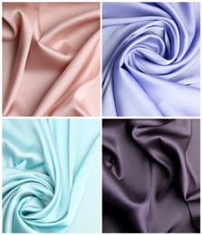 Image of Set with samples of different delicate silk fabrics