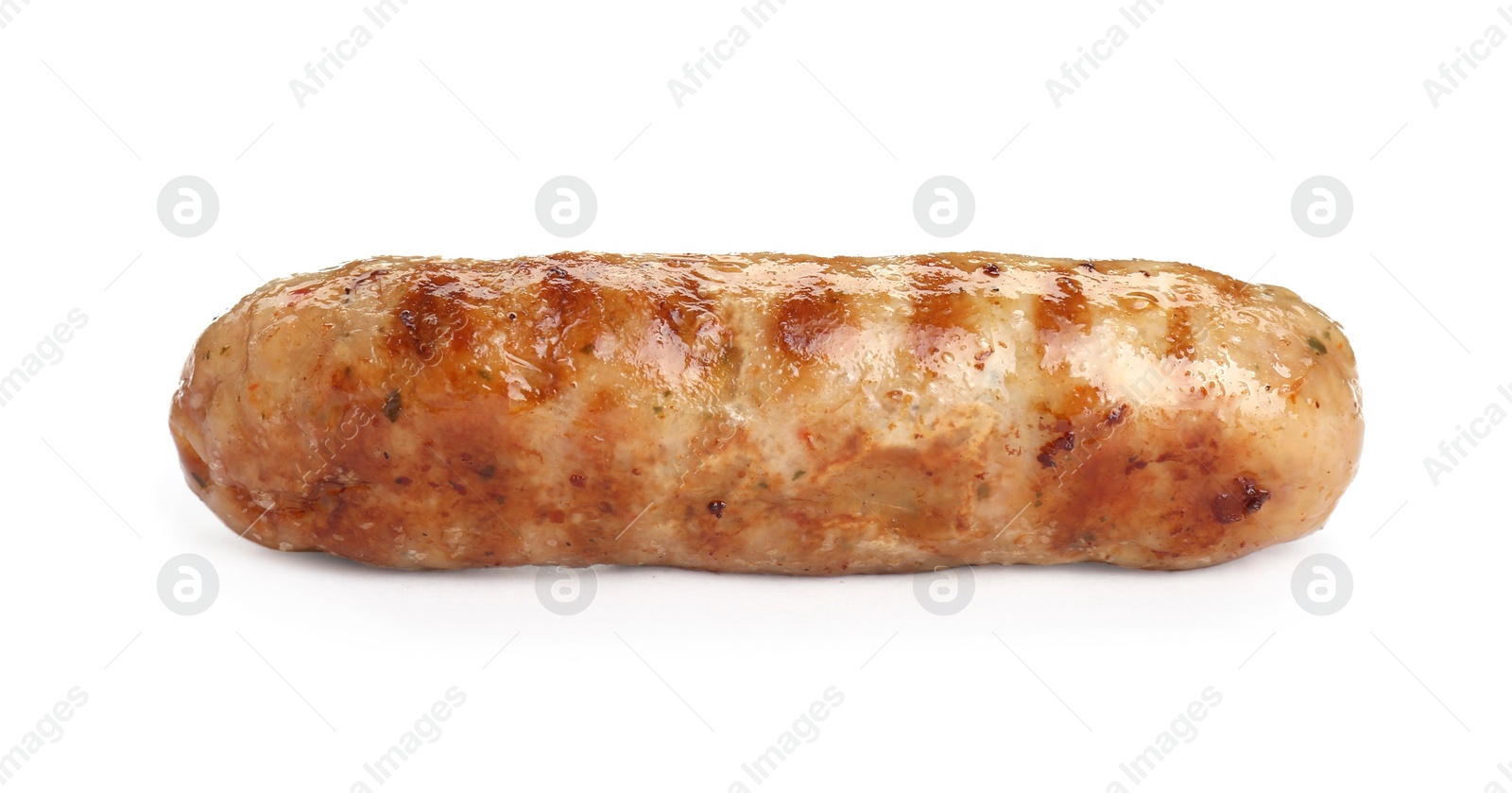 Photo of Tasty fresh grilled sausage isolated on white