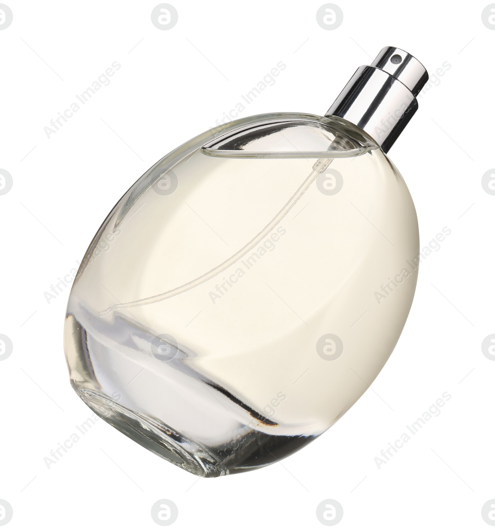 Photo of Luxury women`s perfume in bottle isolated on white