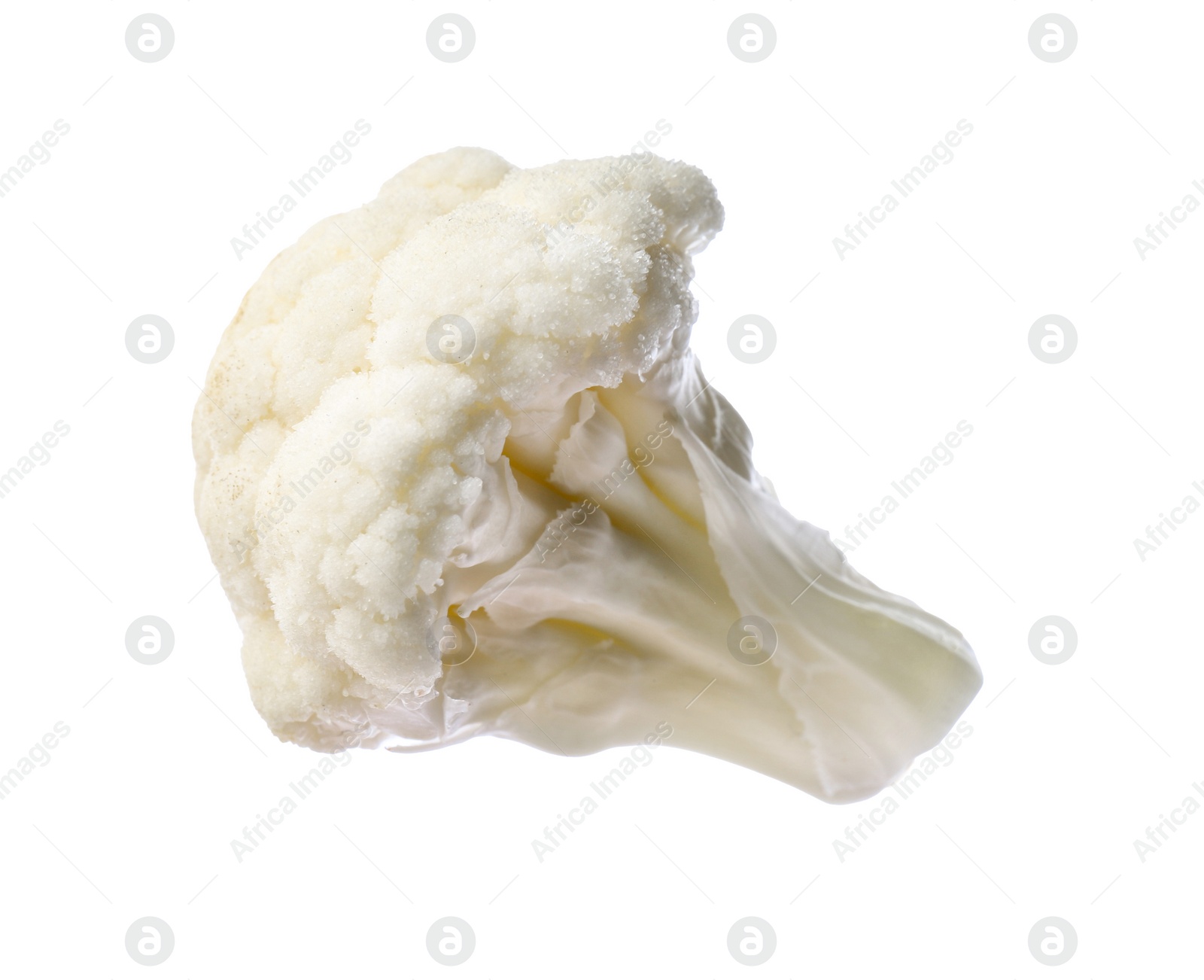 Photo of Cut fresh raw cauliflower on white background