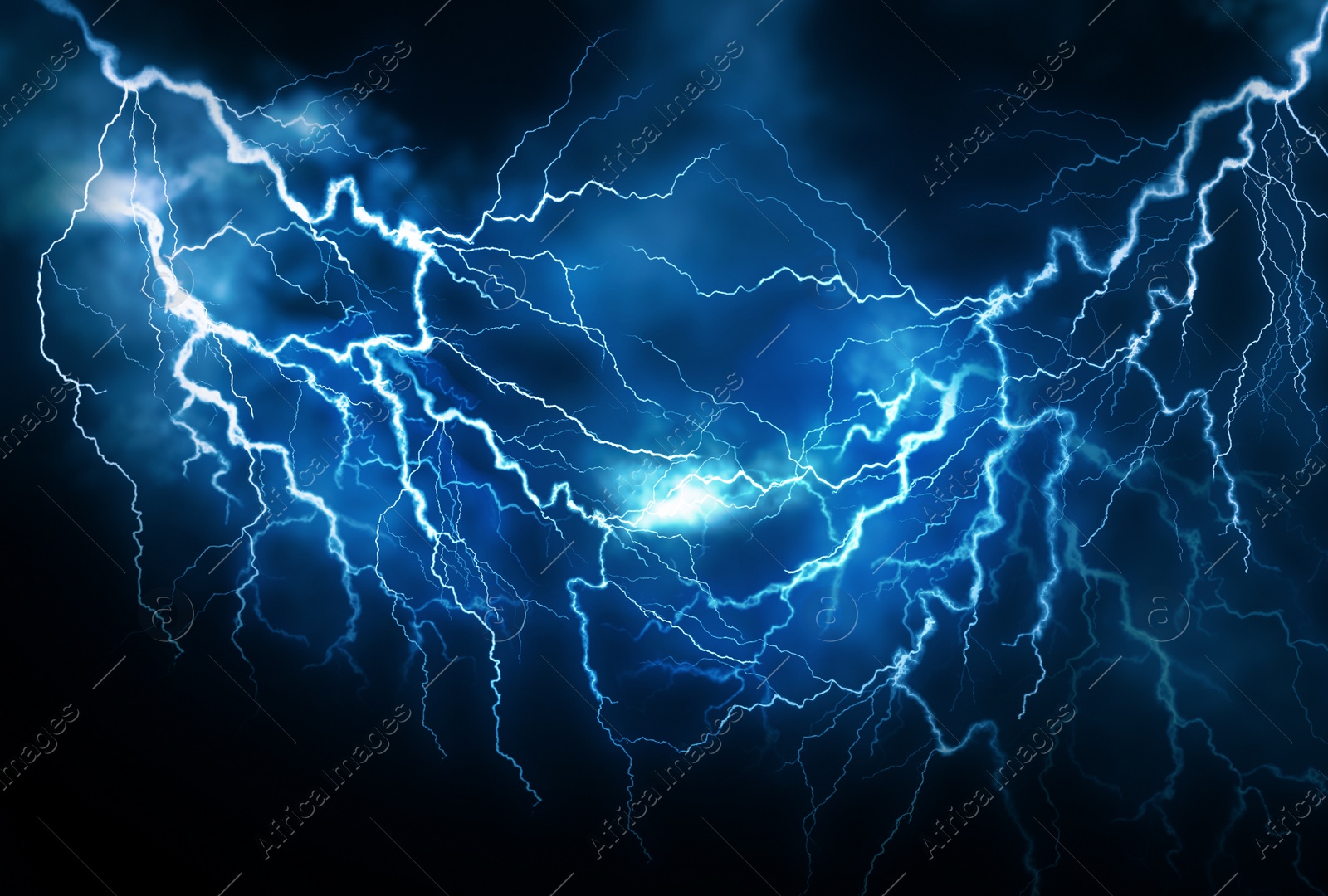 Illustration of Flash of lightning on dark background. Thunderstorm