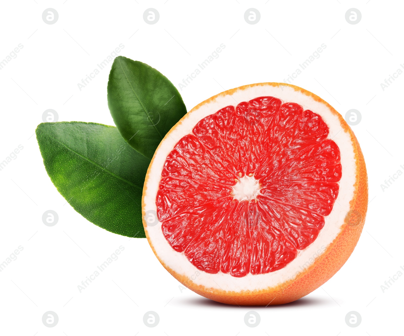 Image of Half of fresh ripe grapefruit isolated on white