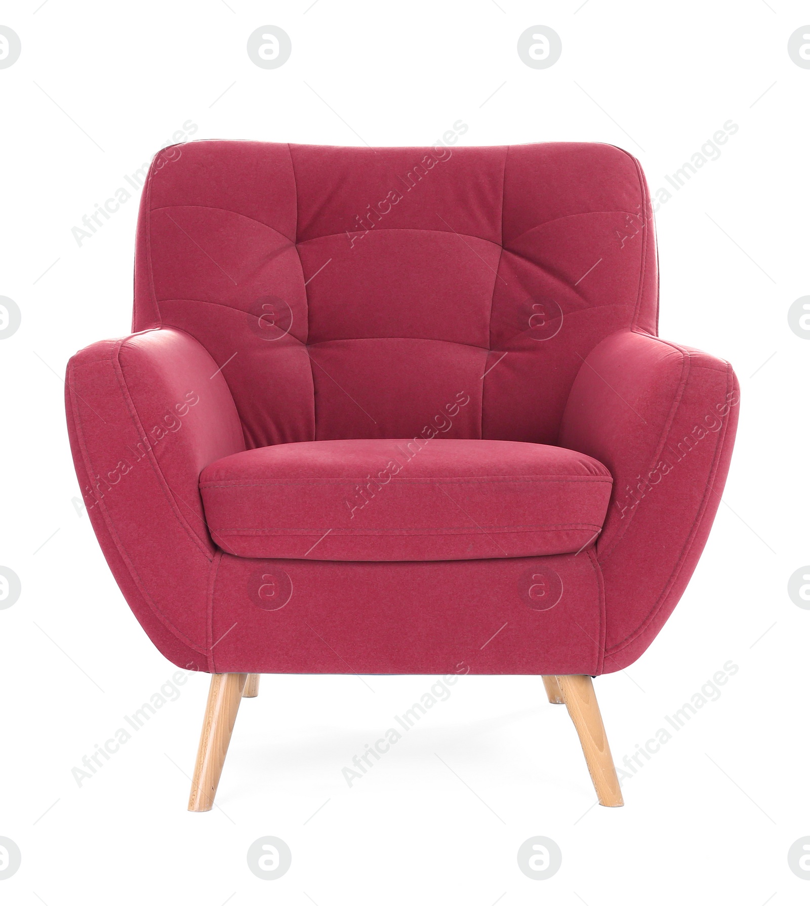 Image of One comfortable hibiscus color armchair isolated on white