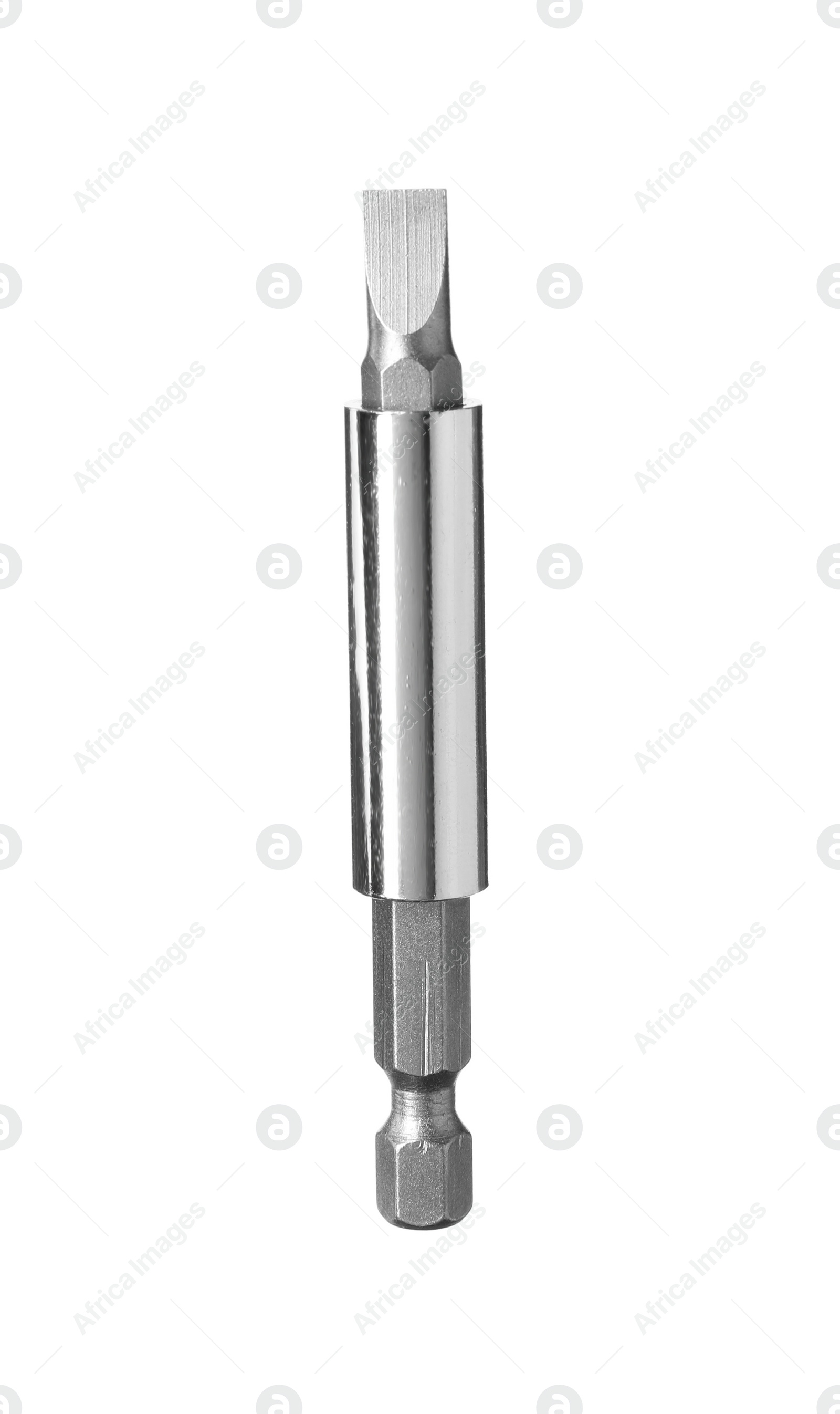 Photo of One drill bit isolated on white. Carpenter's tool