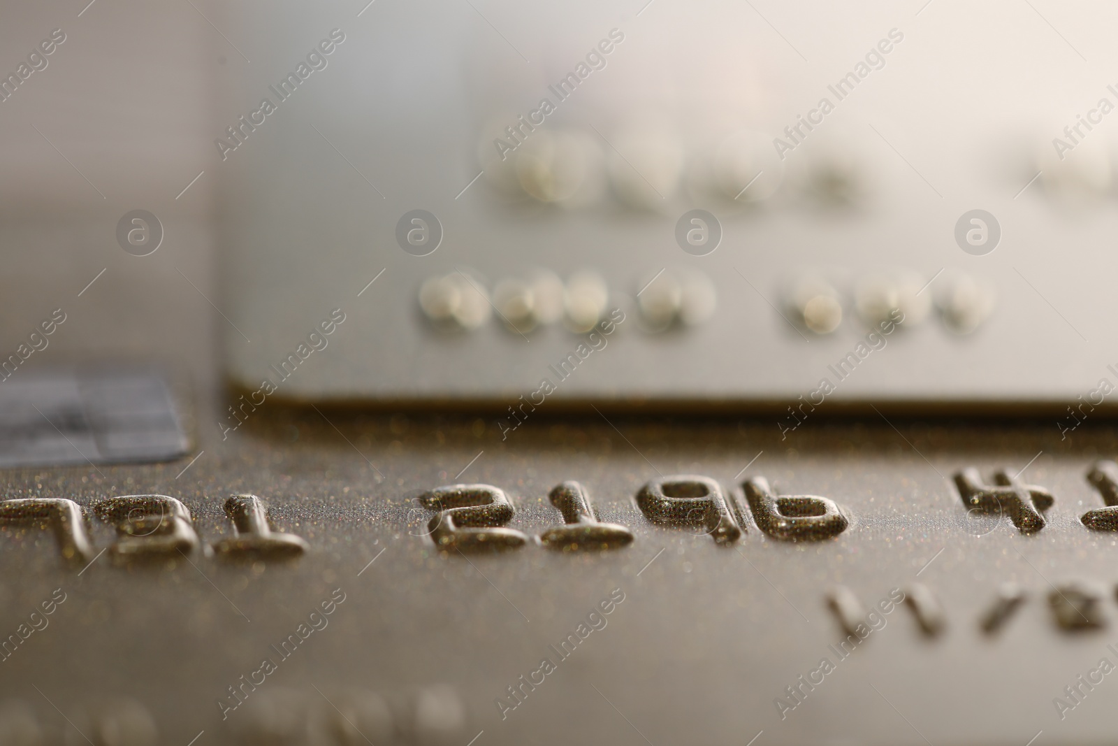 Photo of Two credit cards as background, macro view