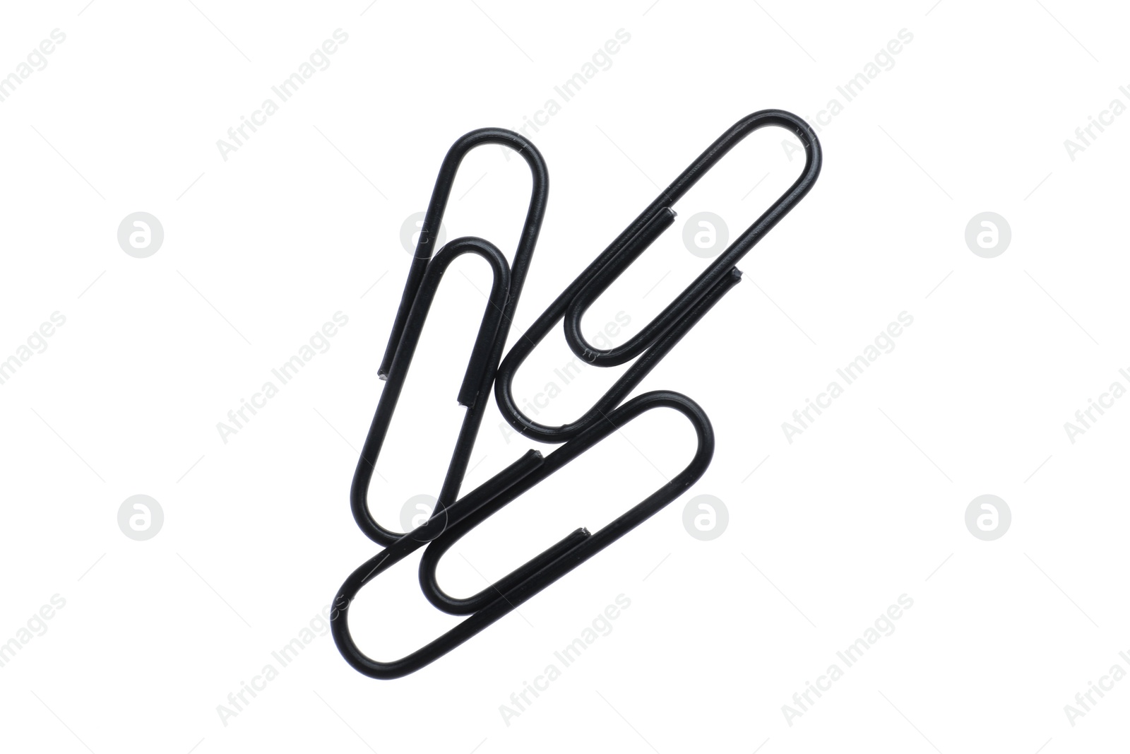 Photo of Colorful paper clips isolated on white, top view. School stationery