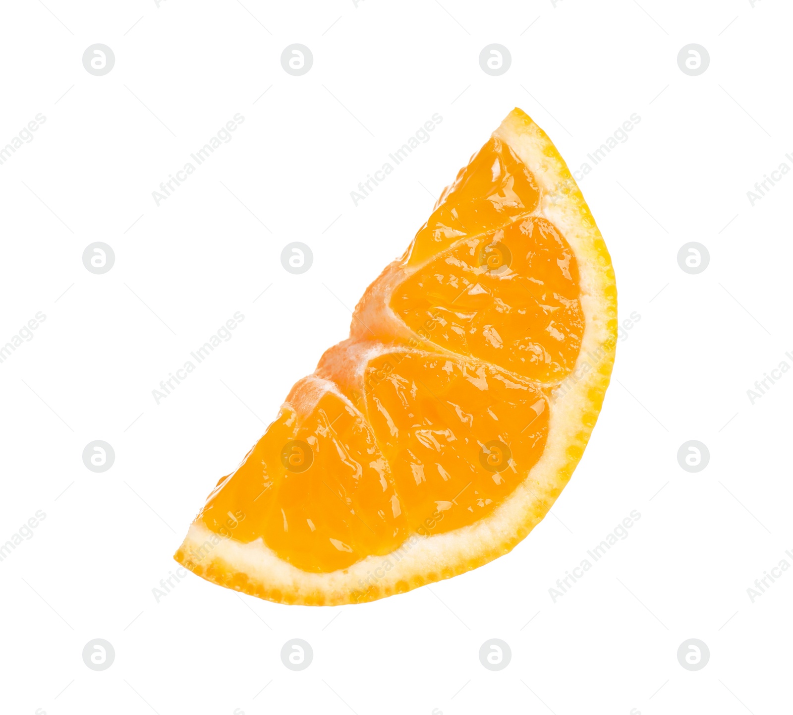 Photo of Fresh juicy tangerine segment isolated on white