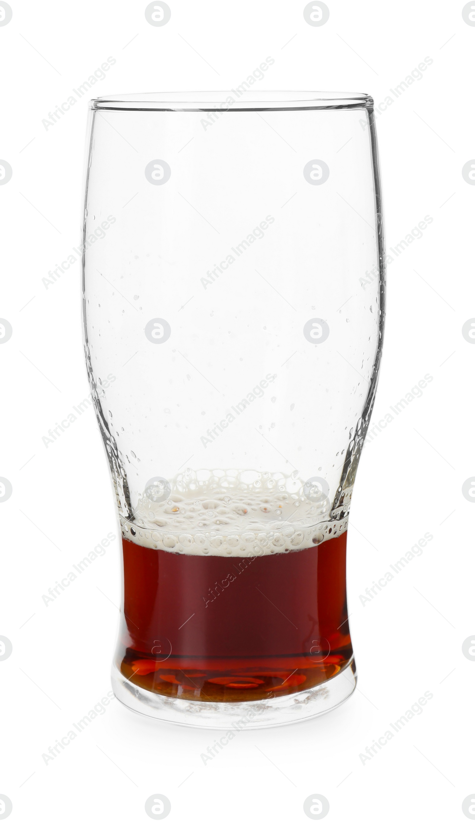 Photo of Almost empty glass of beer isolated on white