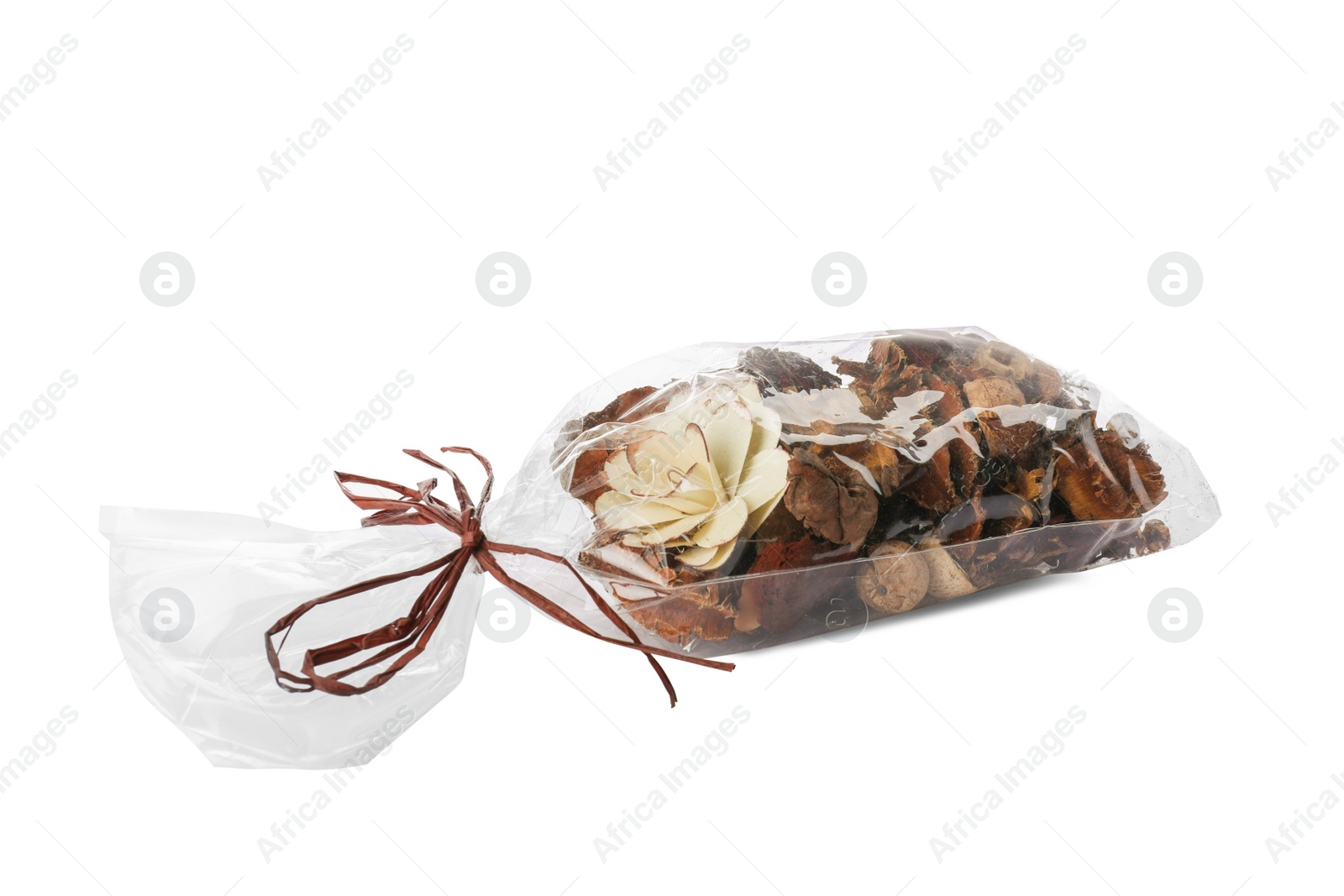 Photo of Scented sachet of potpourri isolated on white