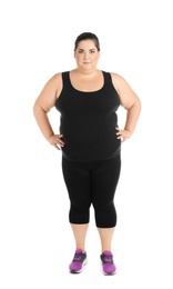 Photo of Portrait of overweight woman on white background