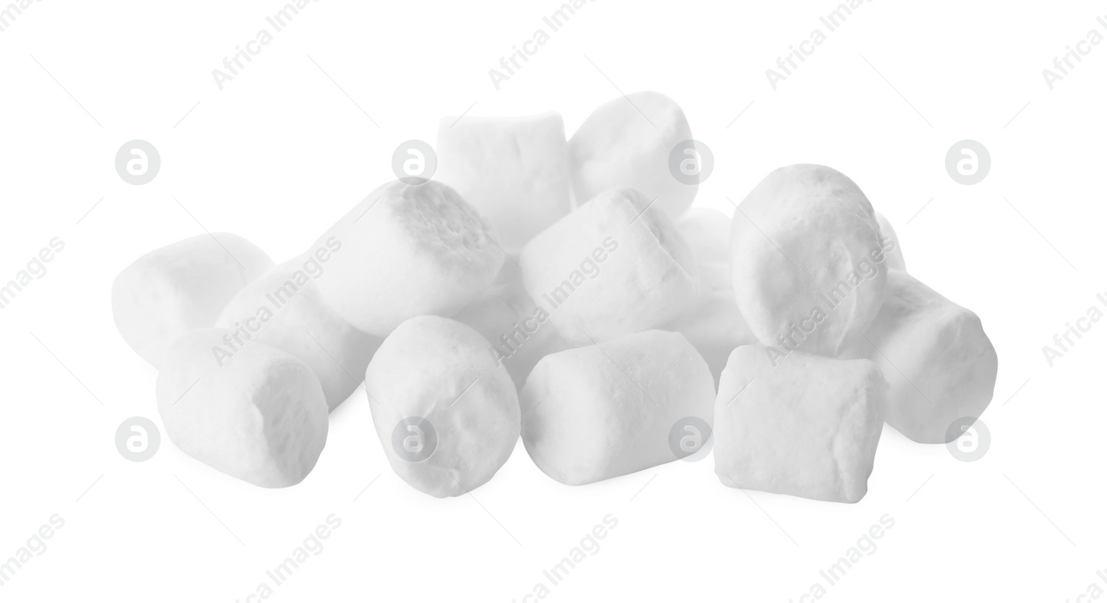 Photo of Pile of sweet puffy marshmallows isolated on white