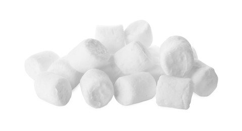 Photo of Pile of sweet puffy marshmallows isolated on white