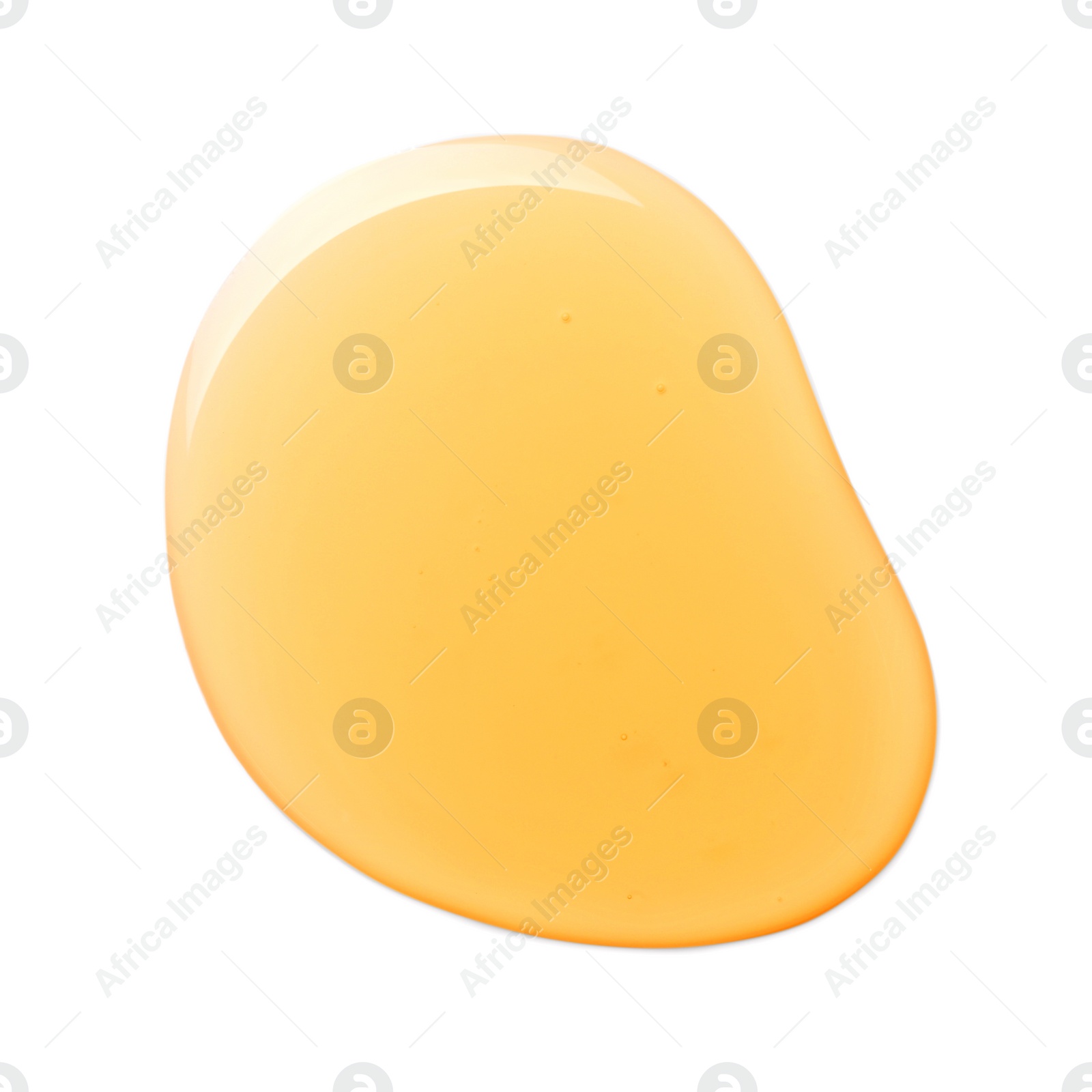 Photo of Drop of tasty natural honey isolated on white, top view